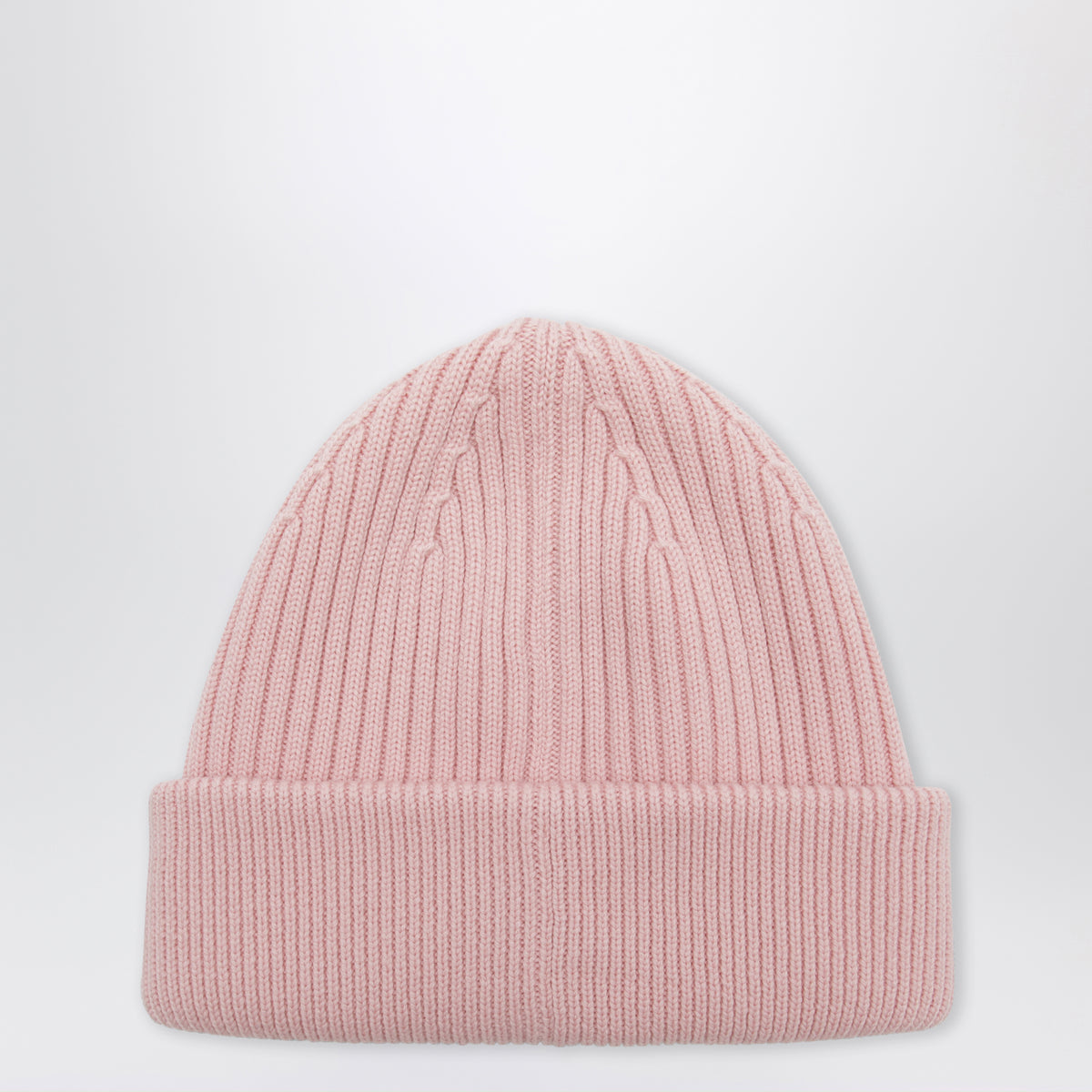 Pink wool beanie with embroidered logo