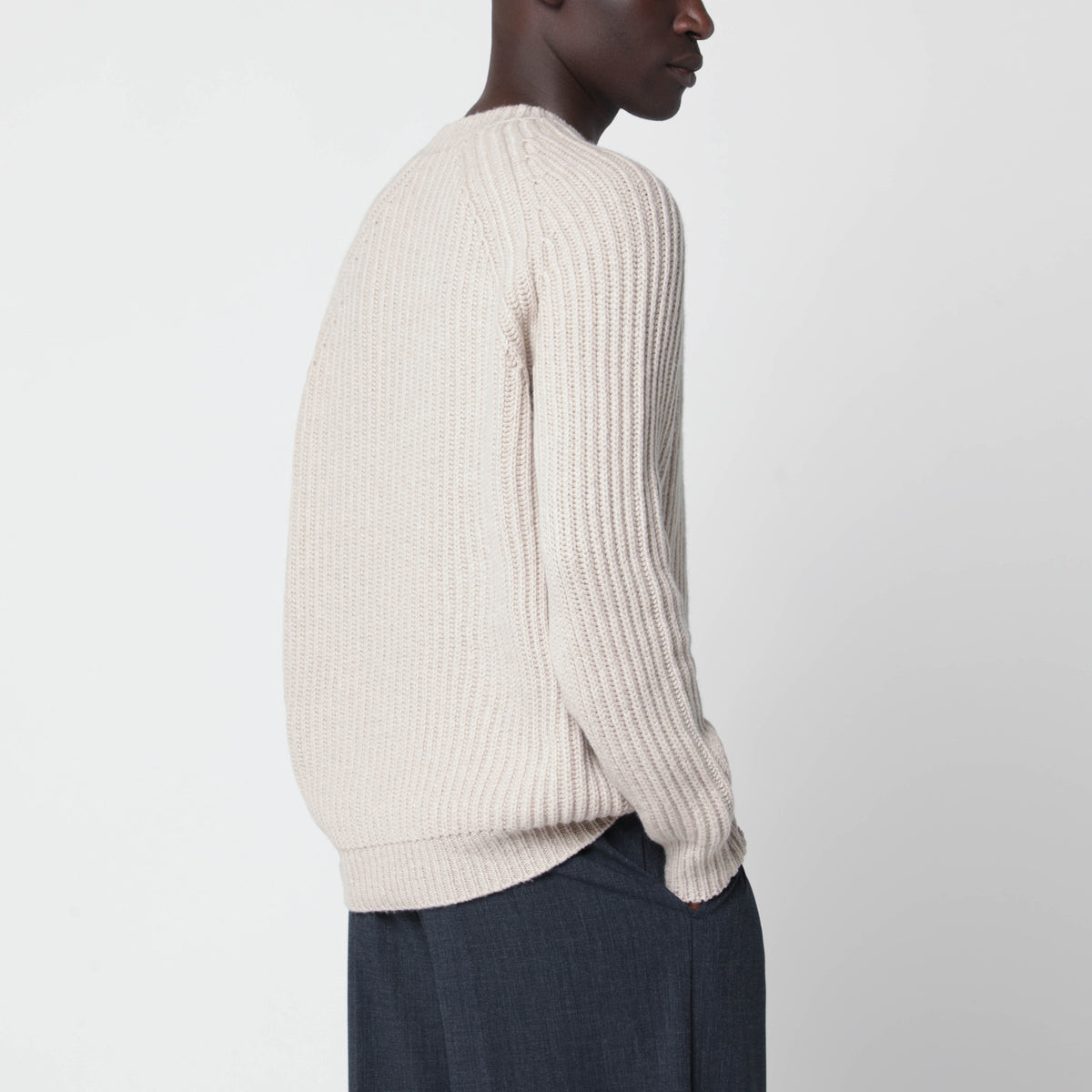 Beige melierter Kaschmirpullover