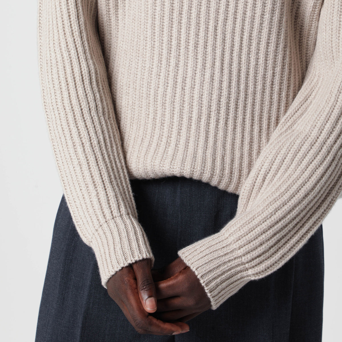 Beige melierter Kaschmirpullover