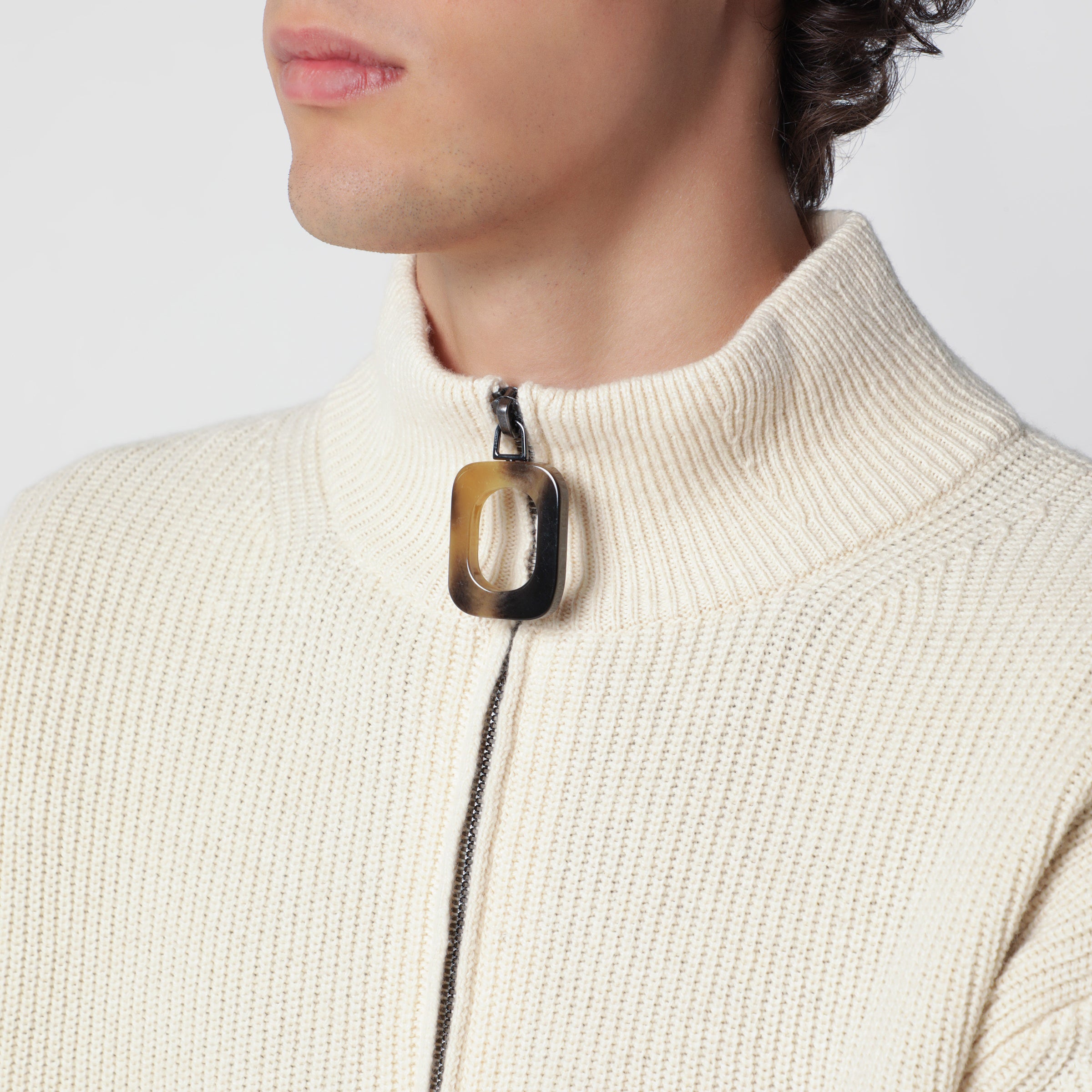 JW Anderson Ivory half-zip sweater in wool blend | TheDoubleF