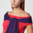 Red off-the-shoulder tank top in merino wool