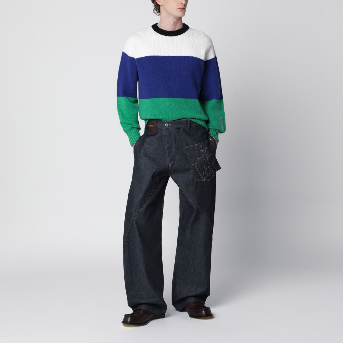 Blue men’s striped merino wool sweater