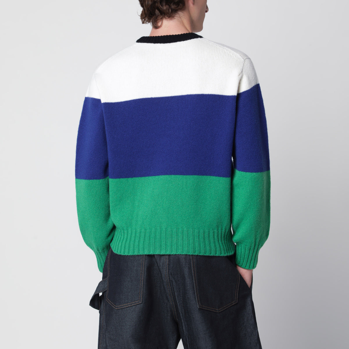 Blue men’s striped merino wool sweater