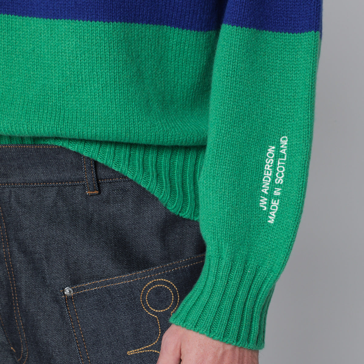 Blue men’s striped merino wool sweater