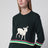 Dark green cotton sweater with sheep embroidery