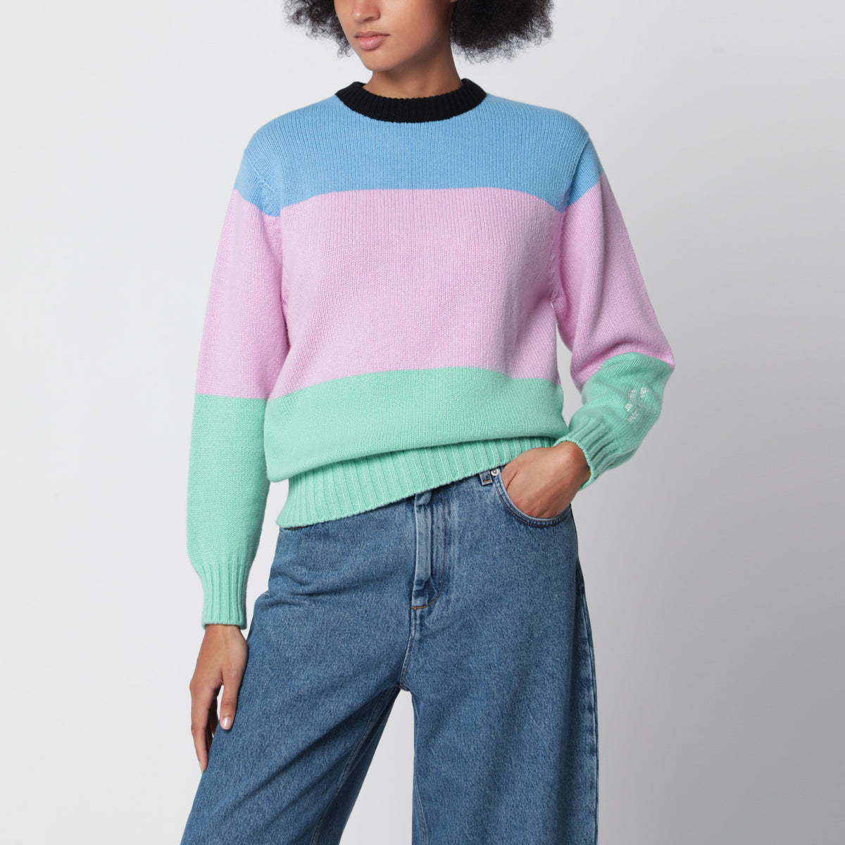 Maglione a righe in lana merino