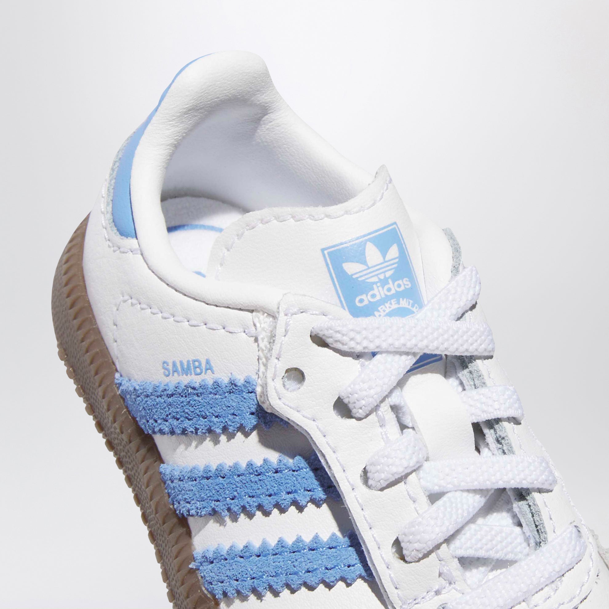 OG Samba sneakers in white/blue with elastic laces