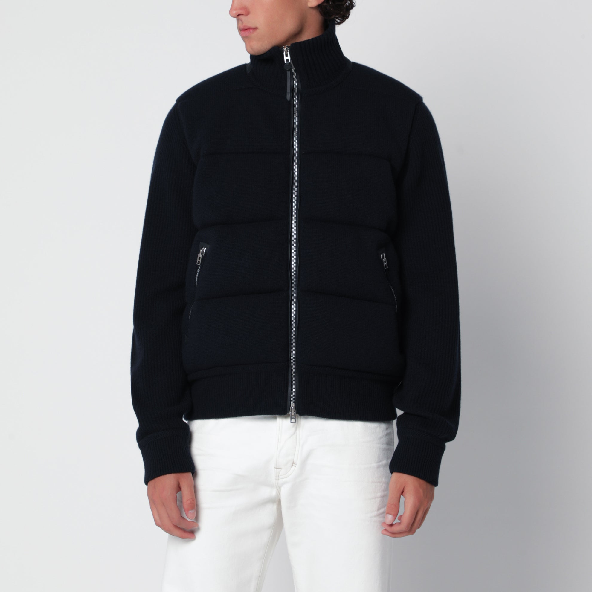 Giacca blu navy in lana vergine