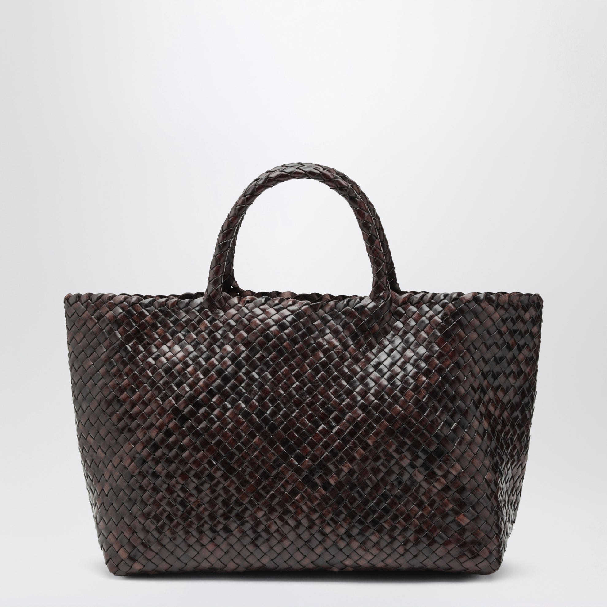 Bali Tote-Bag aus geflochtenem Leder in Dunkelbraun