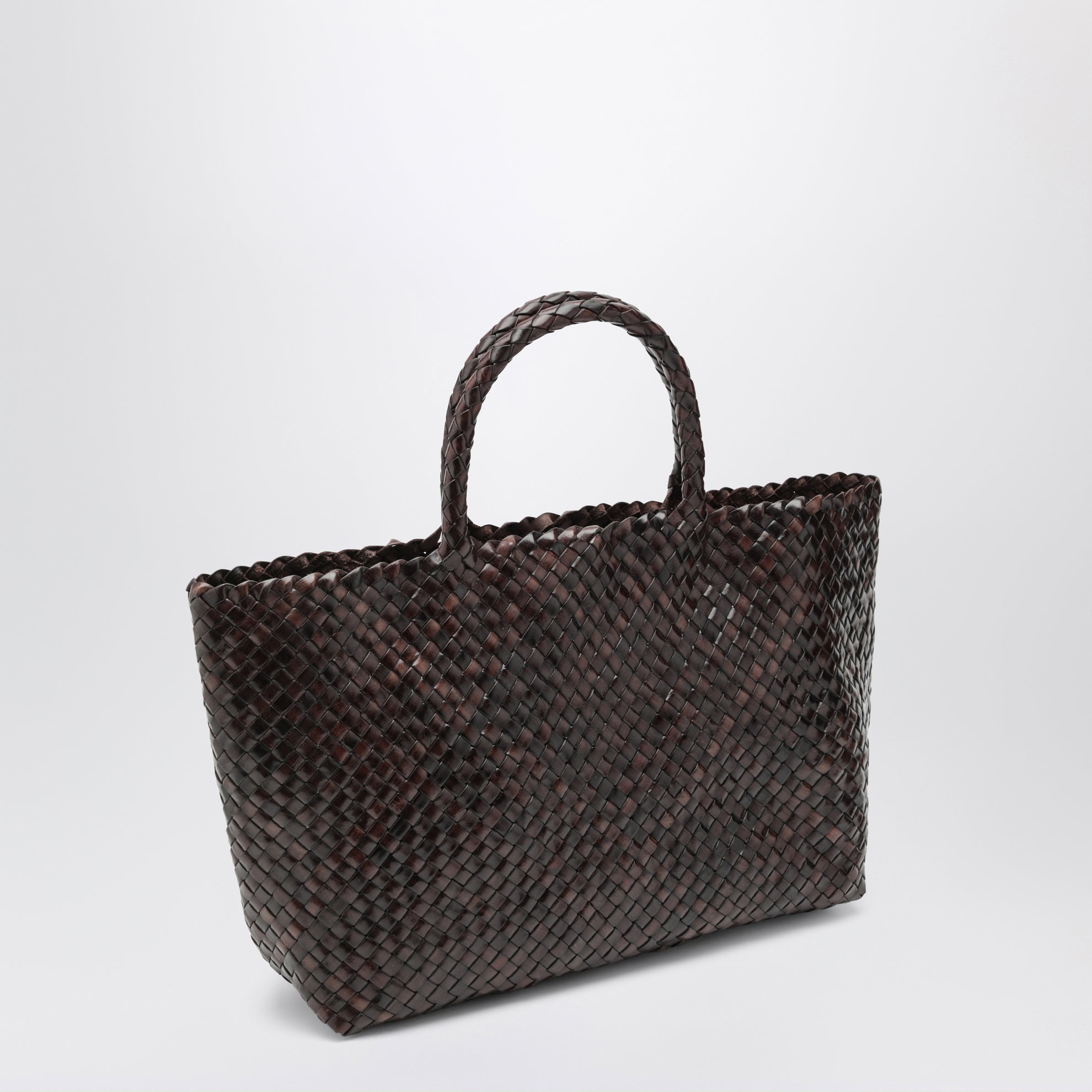 Bali Tote-Bag aus geflochtenem Leder in Dunkelbraun