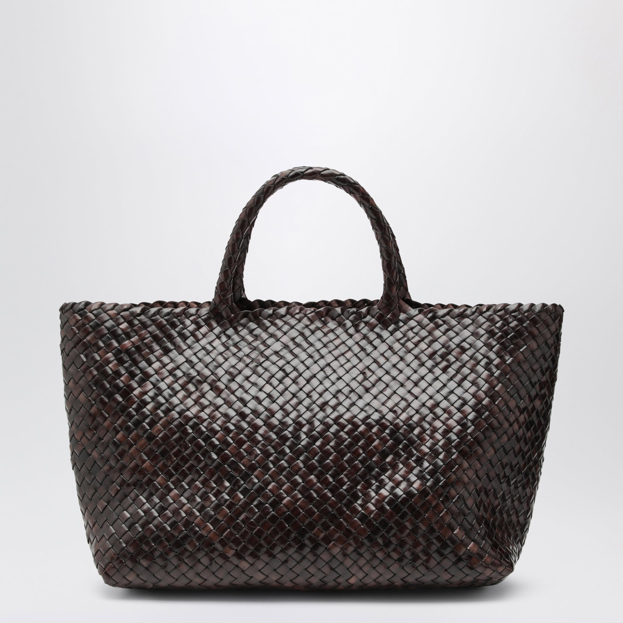 Bali Tote-Bag aus geflochtenem Leder in Dunkelbraun