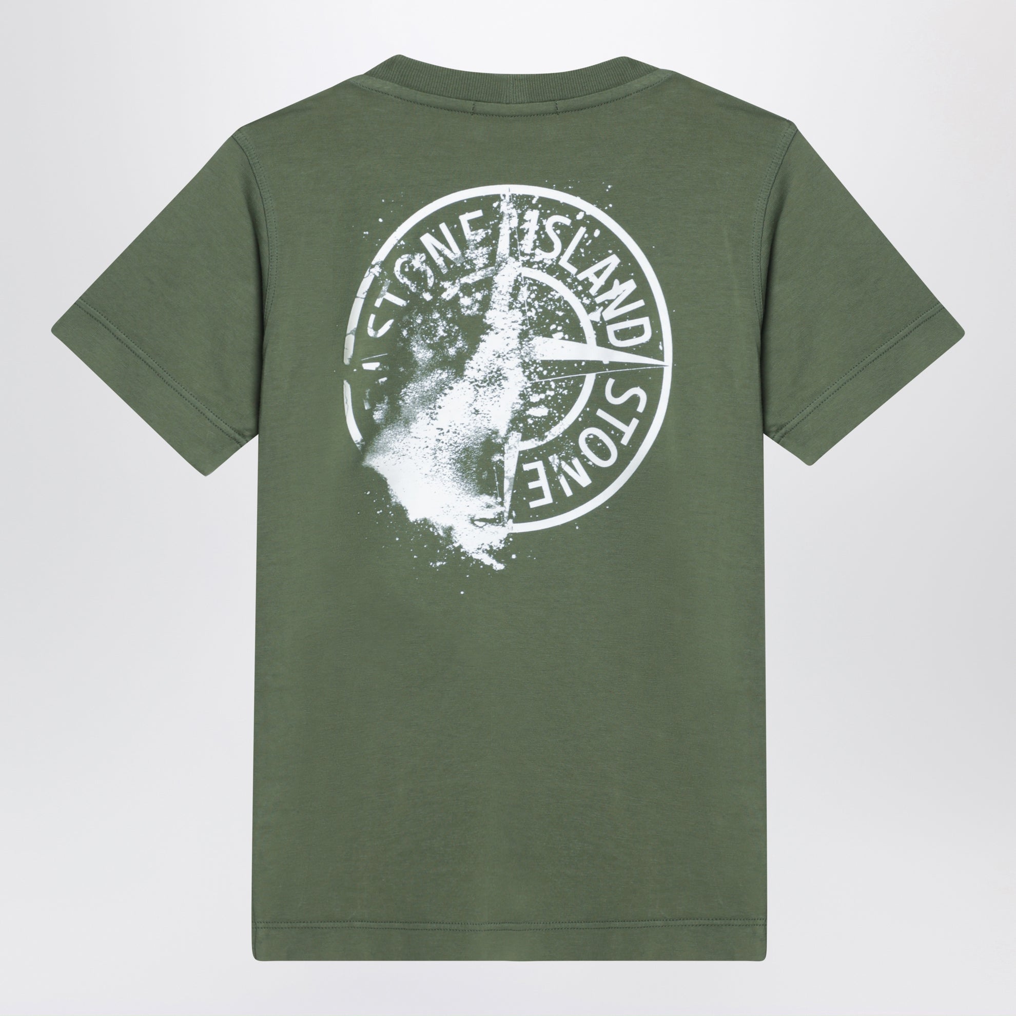 T-shirt verde militare con stampe logo