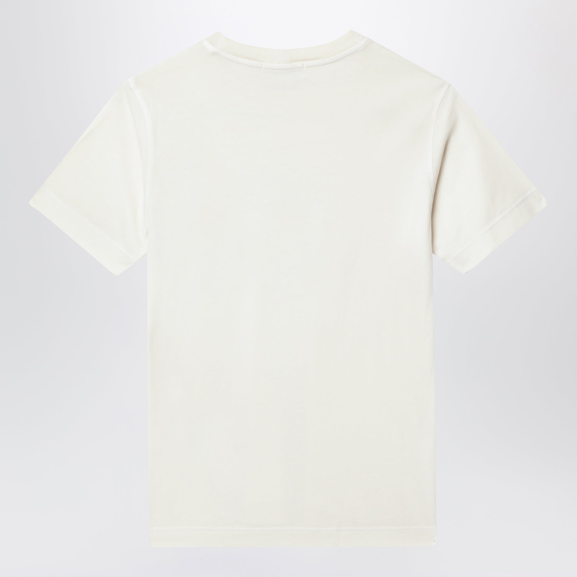 T-shirt écru con stampa logo  in cotone