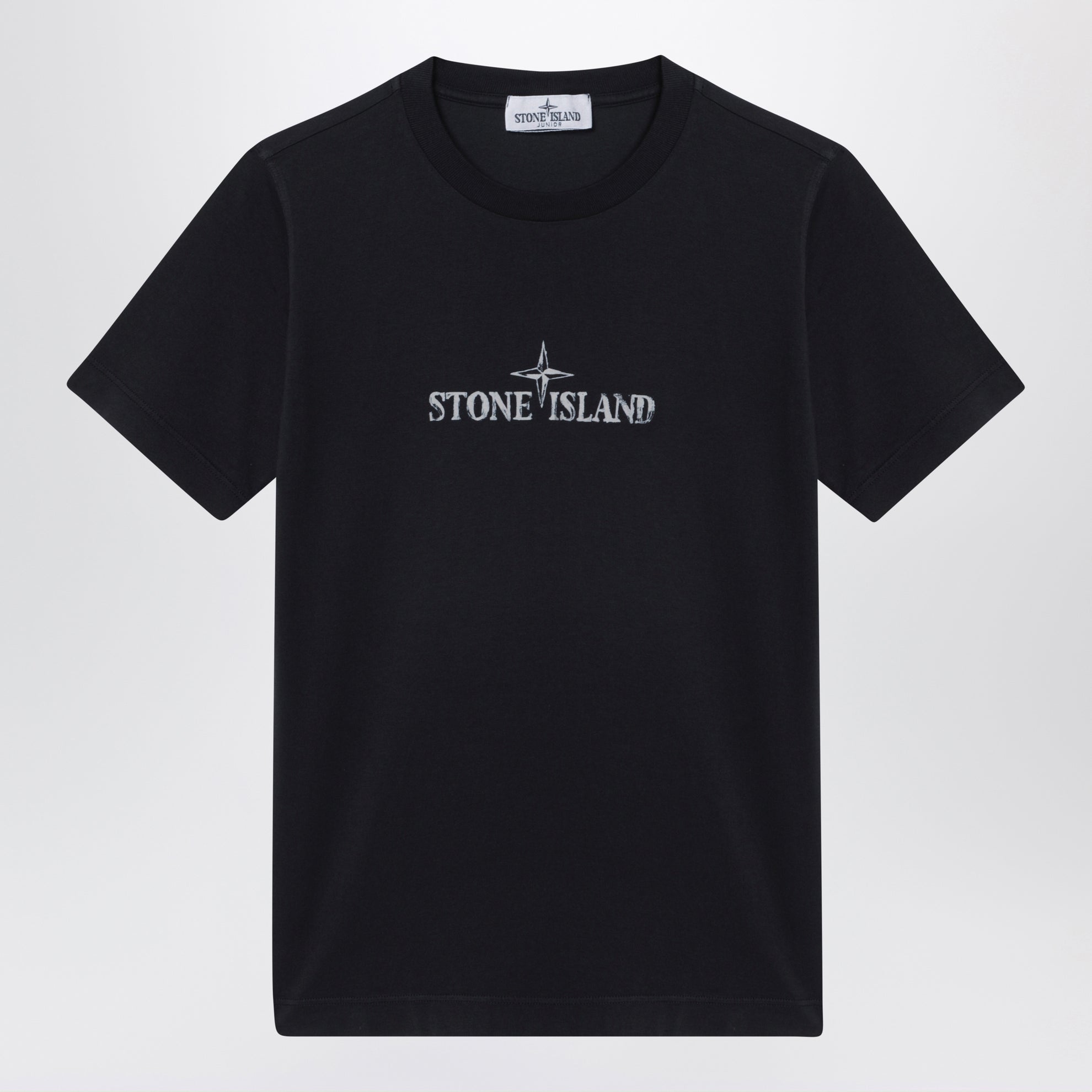 Ecru cotton T-shirt with logo print