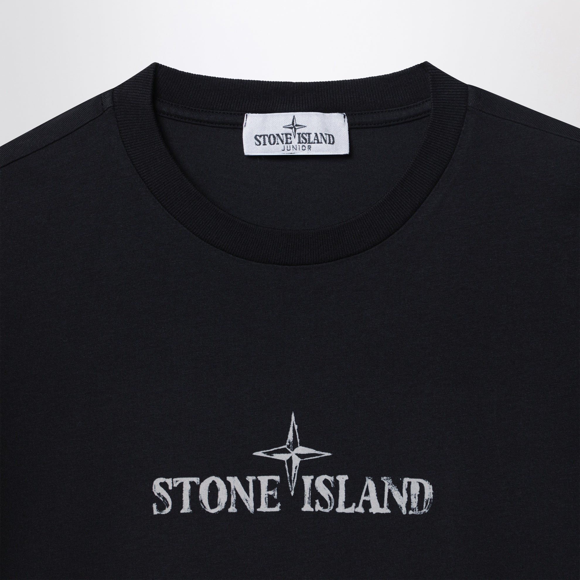 Ecru cotton T-shirt with logo print