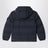 Navy nylon hooded down jacket