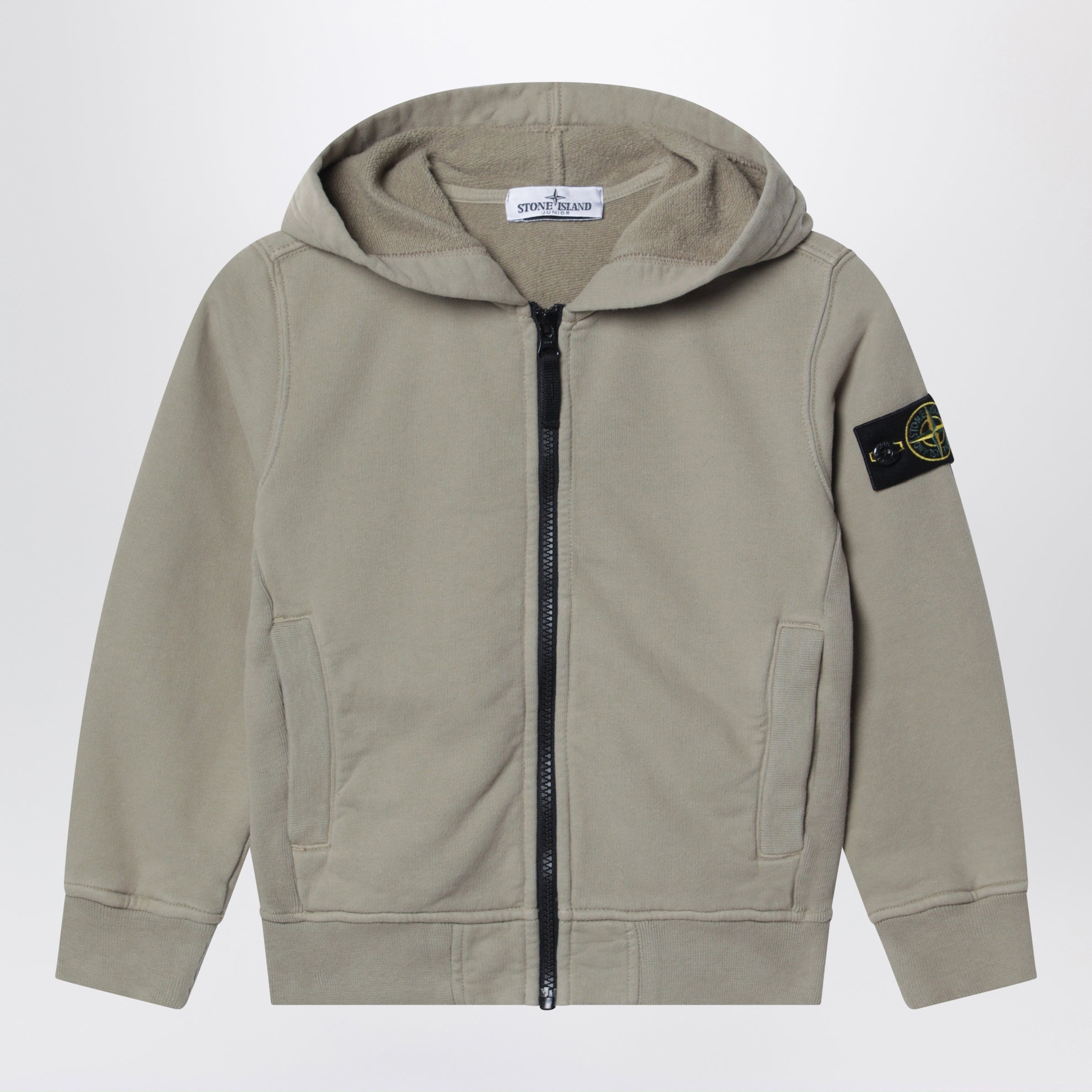 Sweat zippé vert mousse en coton