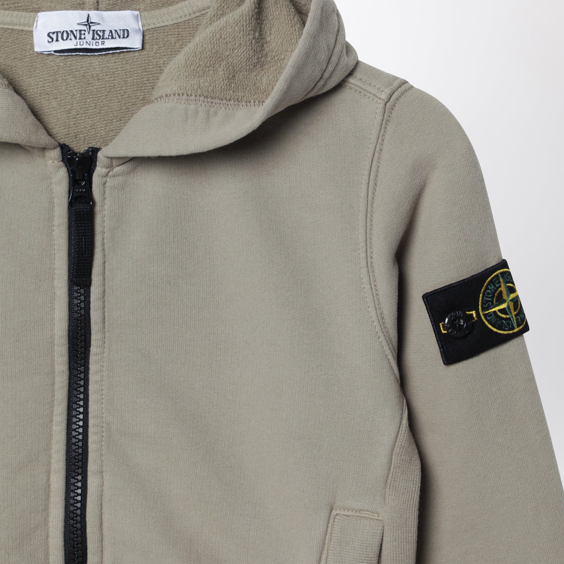 Sweat zippé vert mousse en coton