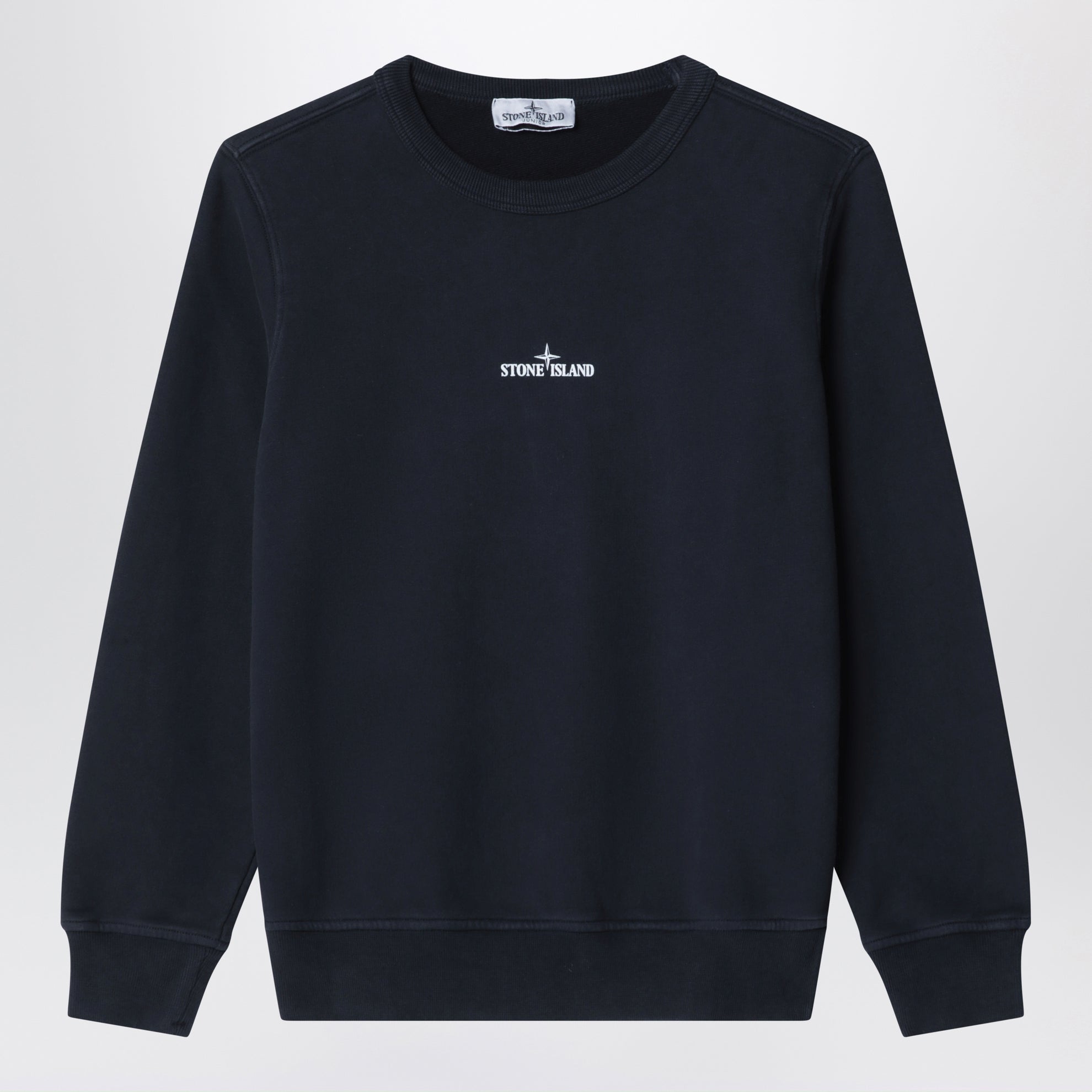 Navy cotton sweatshirt with logo prints
