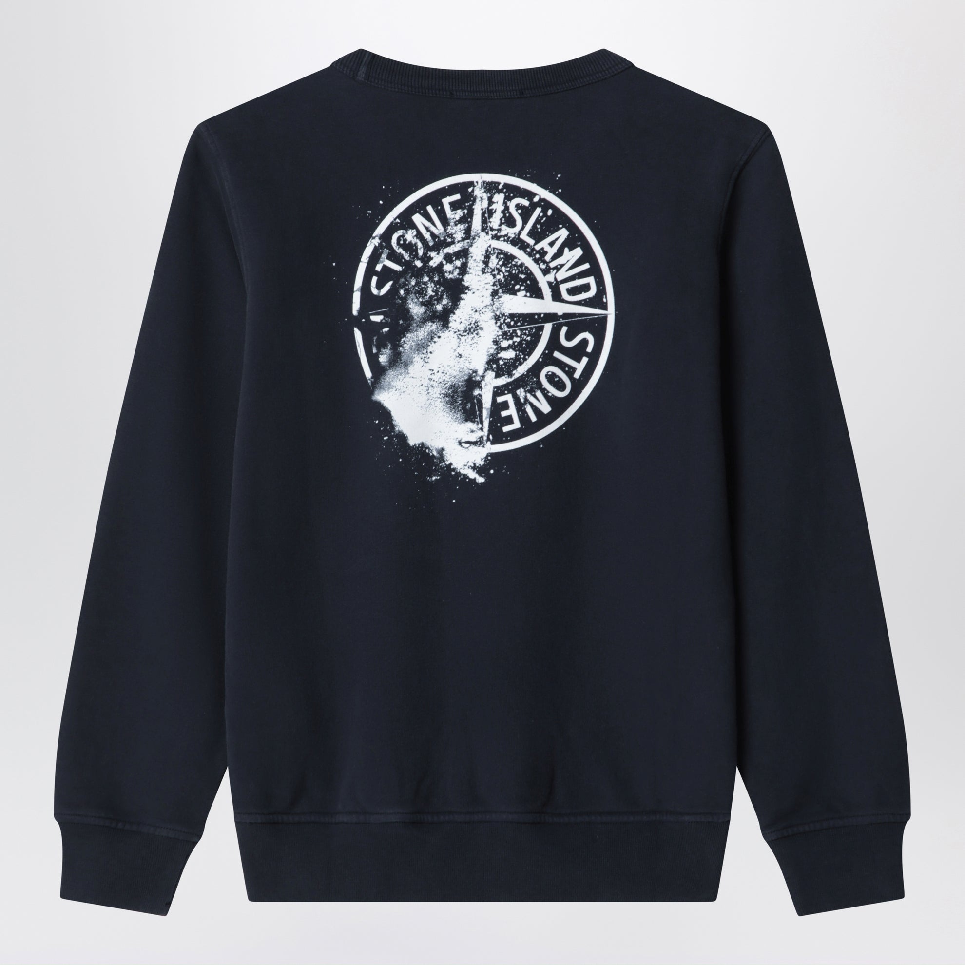Navy cotton sweatshirt with logo prints