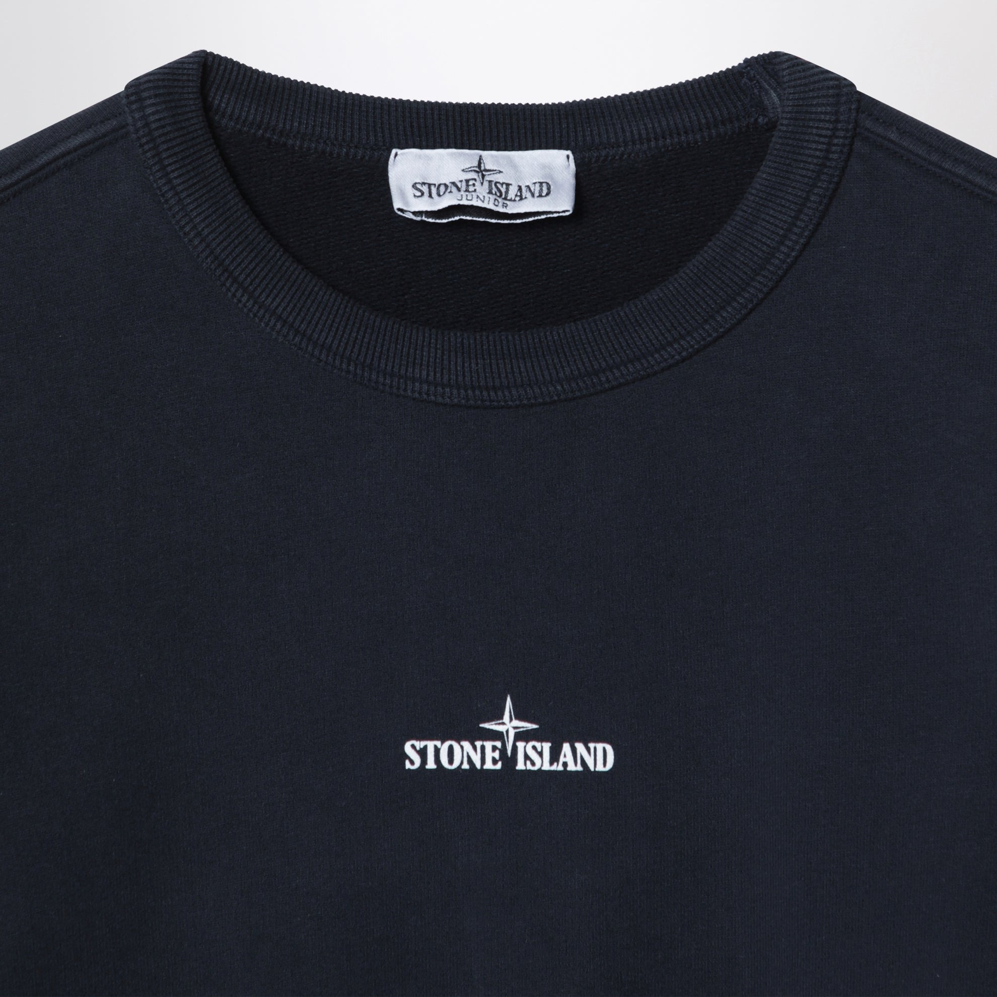 Navy cotton sweatshirt with logo prints