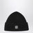 Black wool-blend beanie with logo patch