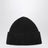 Black wool-blend beanie with logo patch