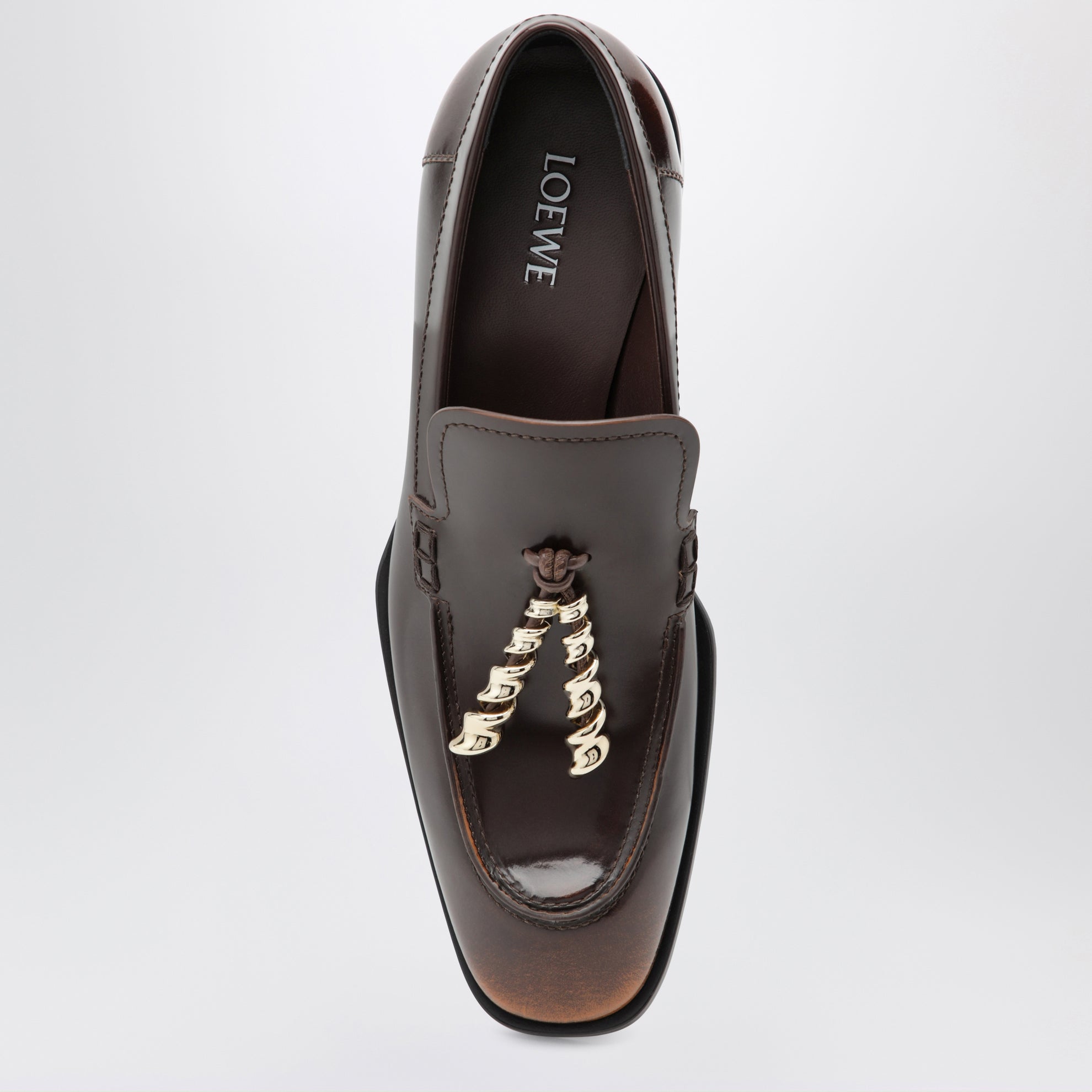 Edge loafers in brown brushed calfskin