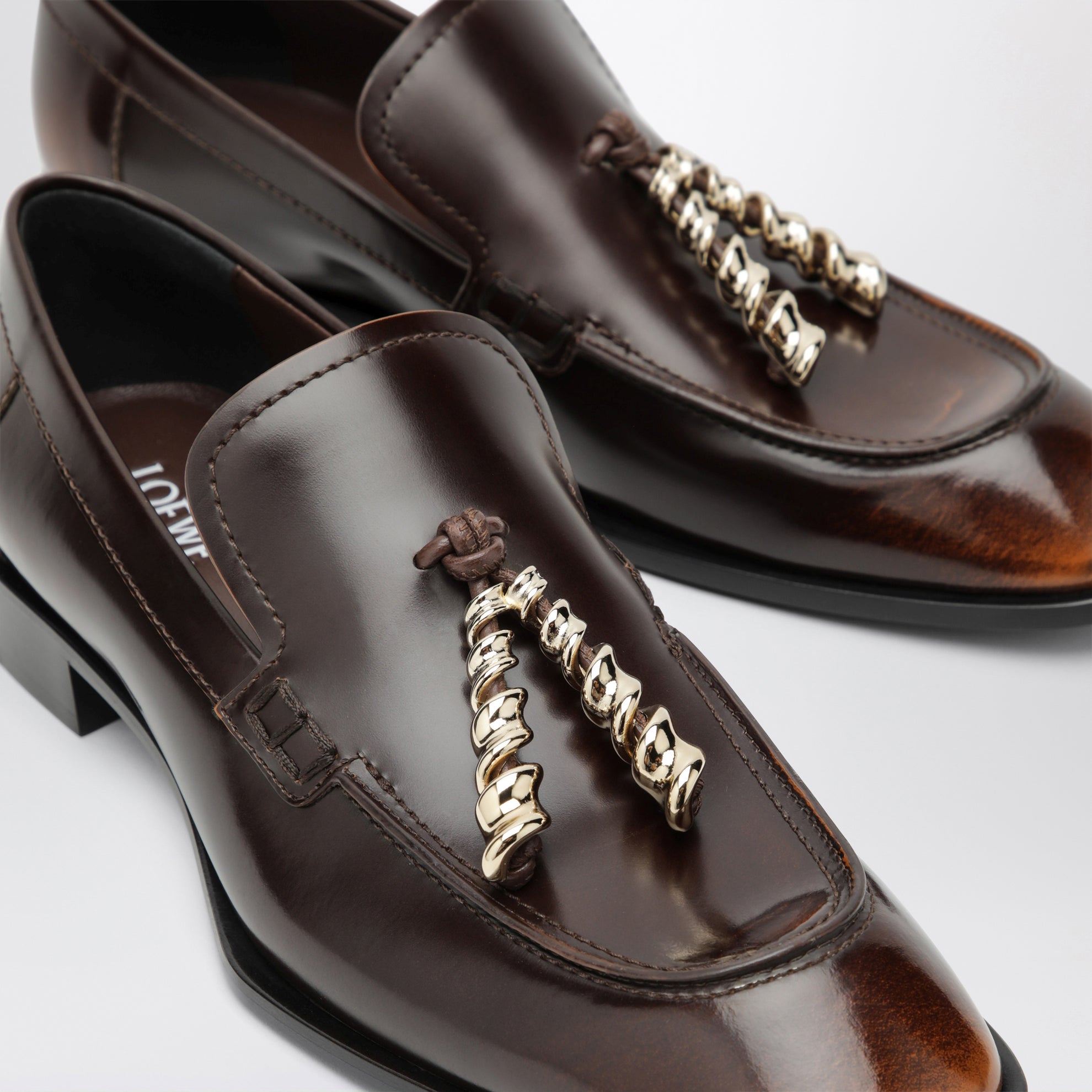 Edge loafers in brown brushed calfskin