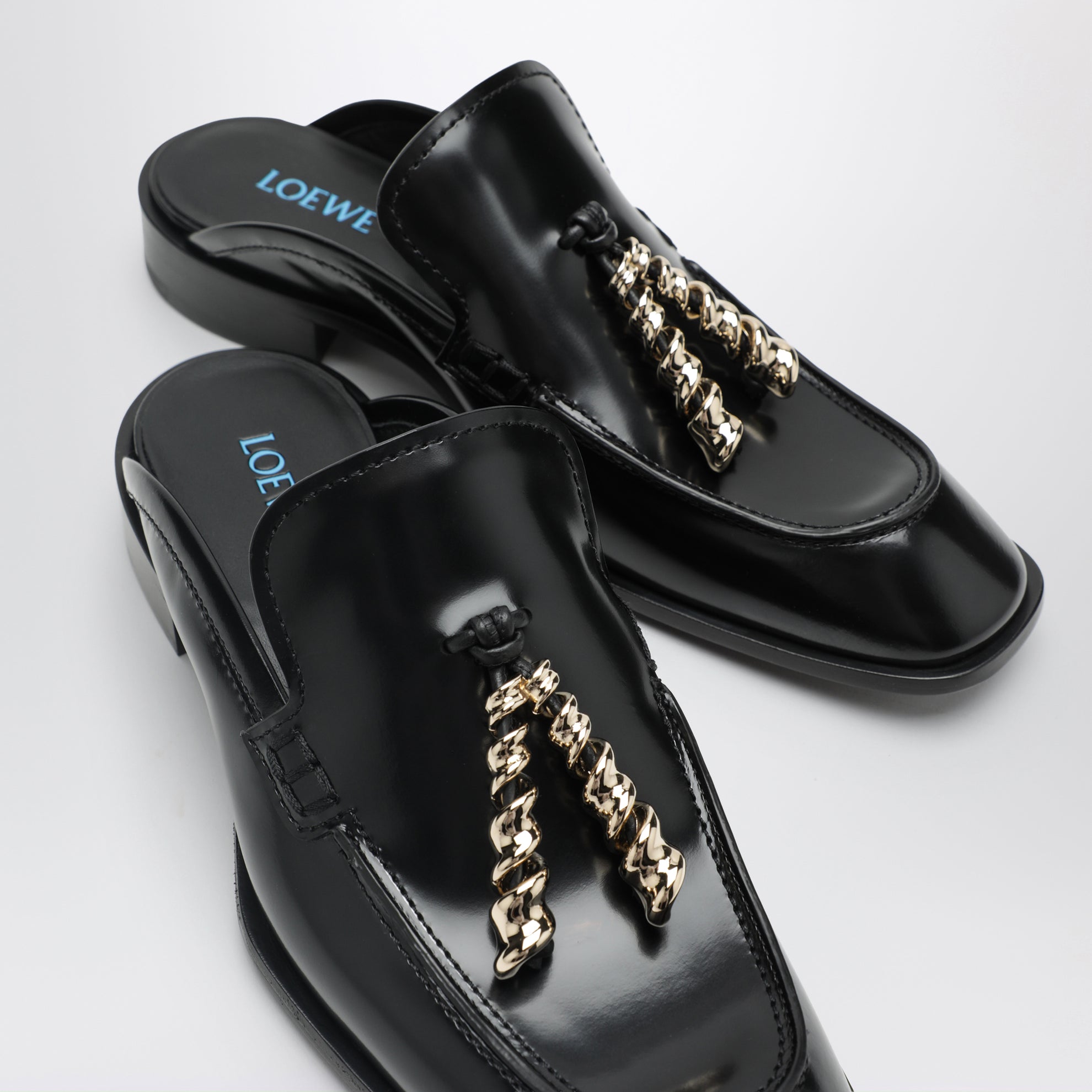 Mocassini mule Edge neri in pelle di vitello spazzolata