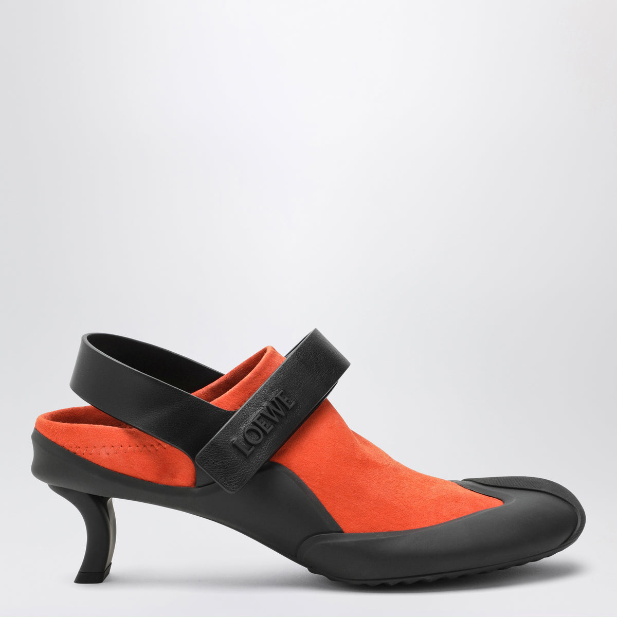 Escarpins slingback Dive jaune safran/noir en daim
