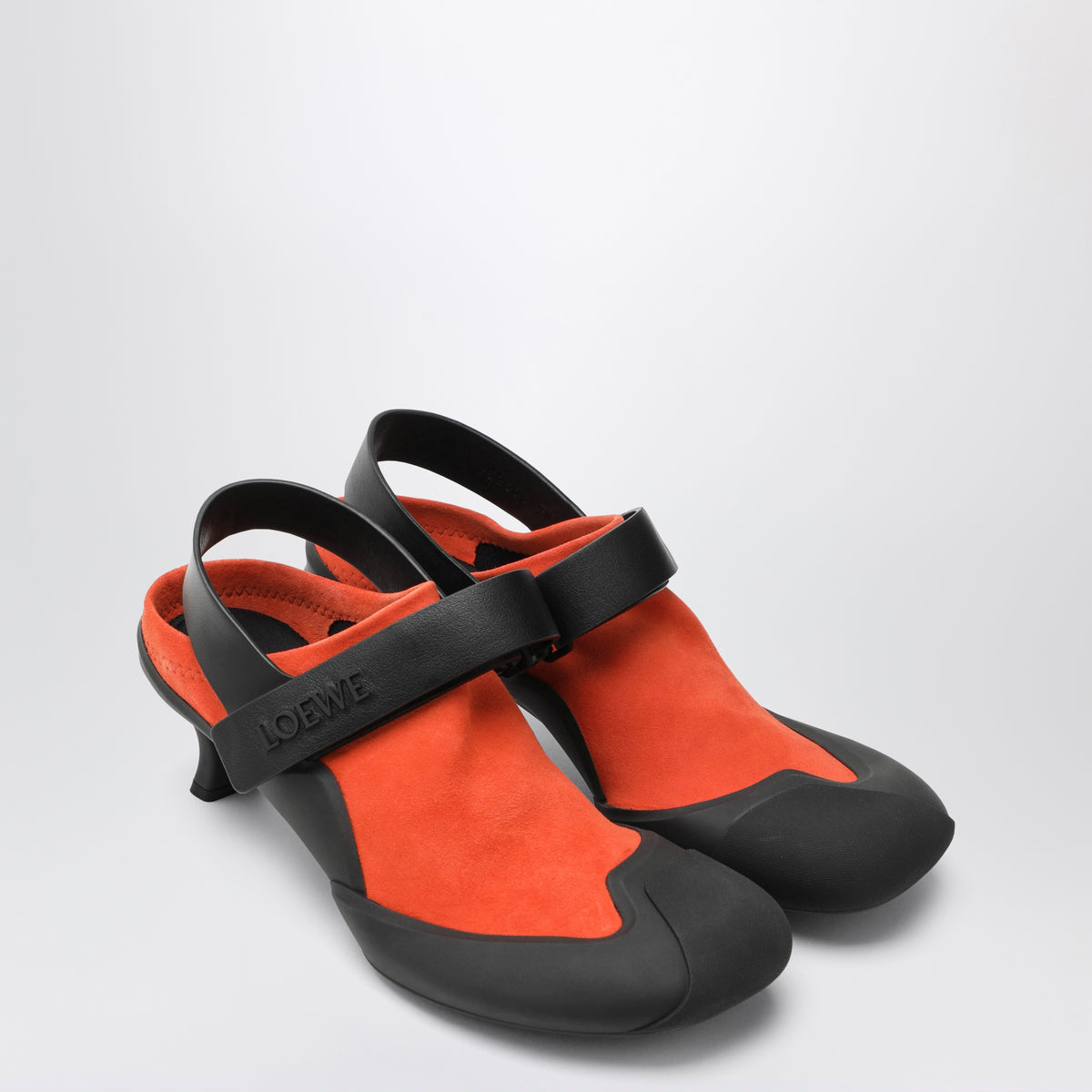 Escarpins slingback Dive jaune safran/noir en daim