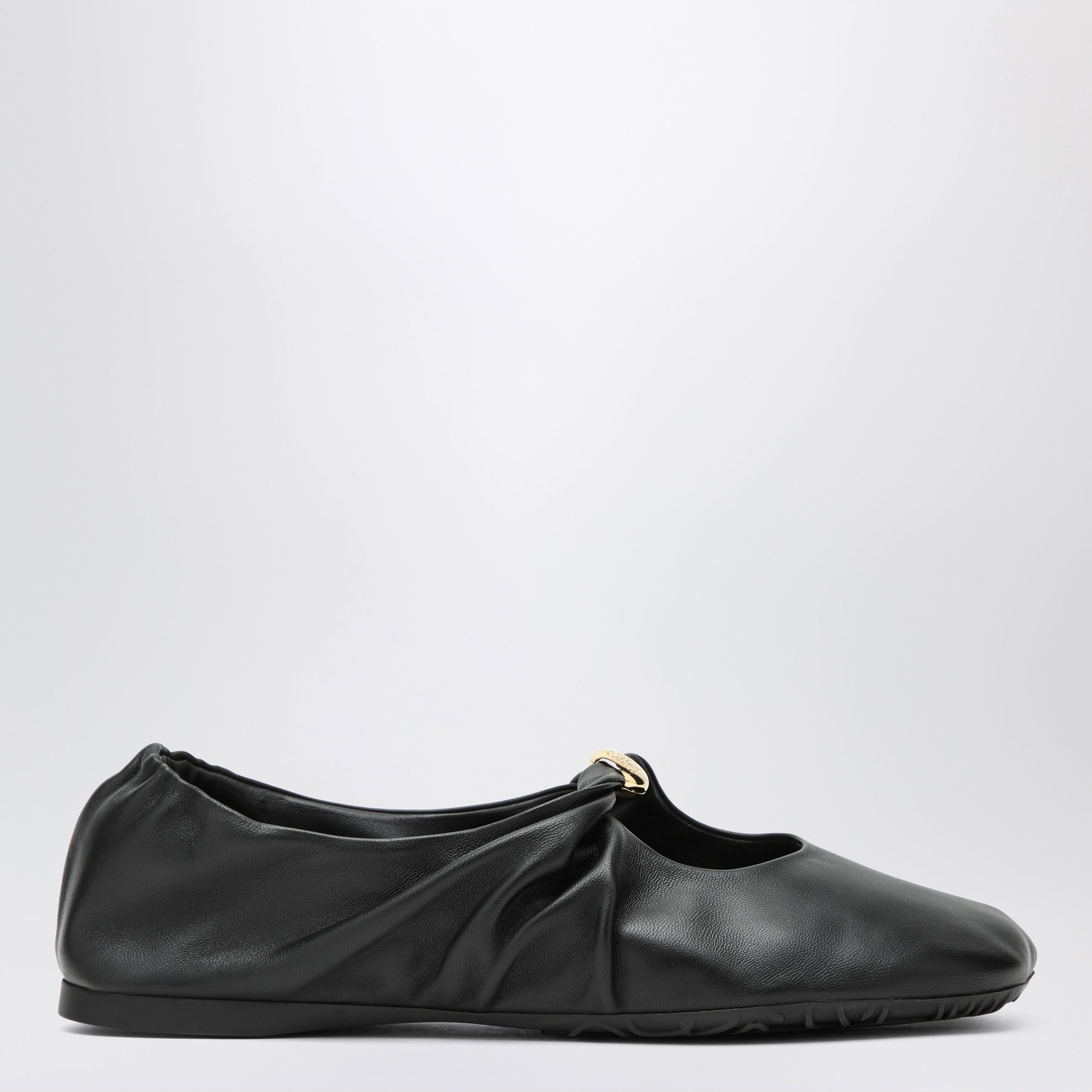 Schwarze Nappa-Perlen-Ballerinas