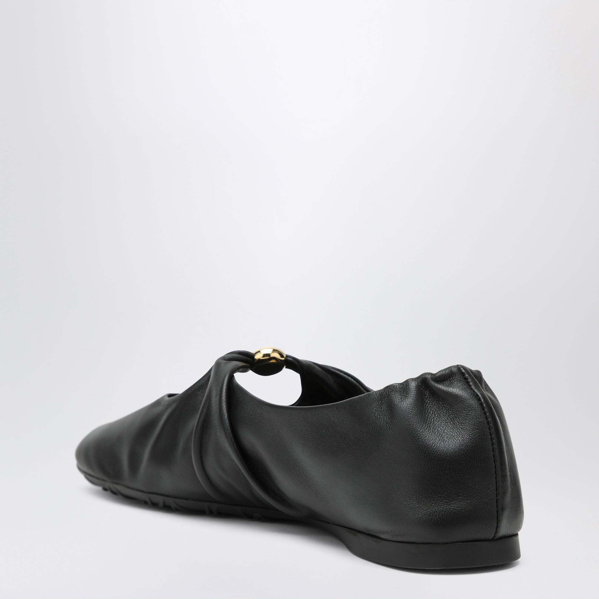 Schwarze Nappa-Perlen-Ballerinas