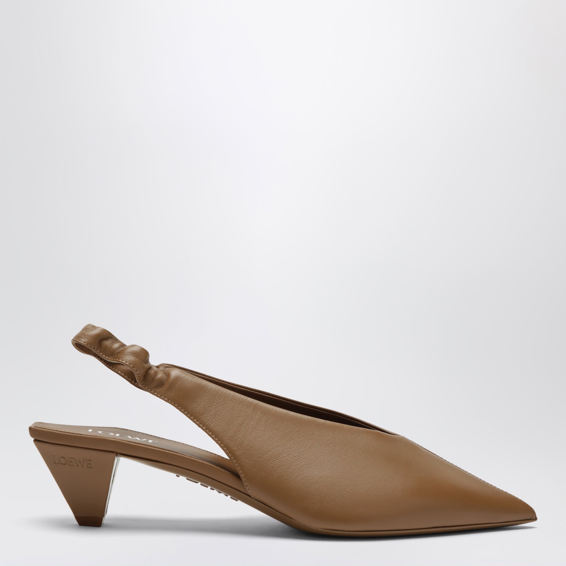 Slingback Origami Cubic mocha in pelle di agnello