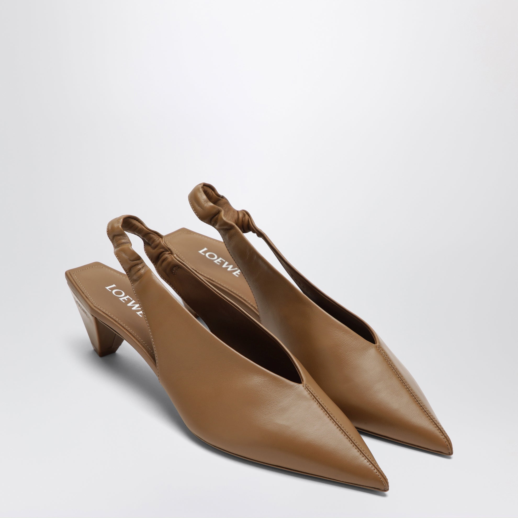 Slingback Origami Cubic mocha in pelle di agnello