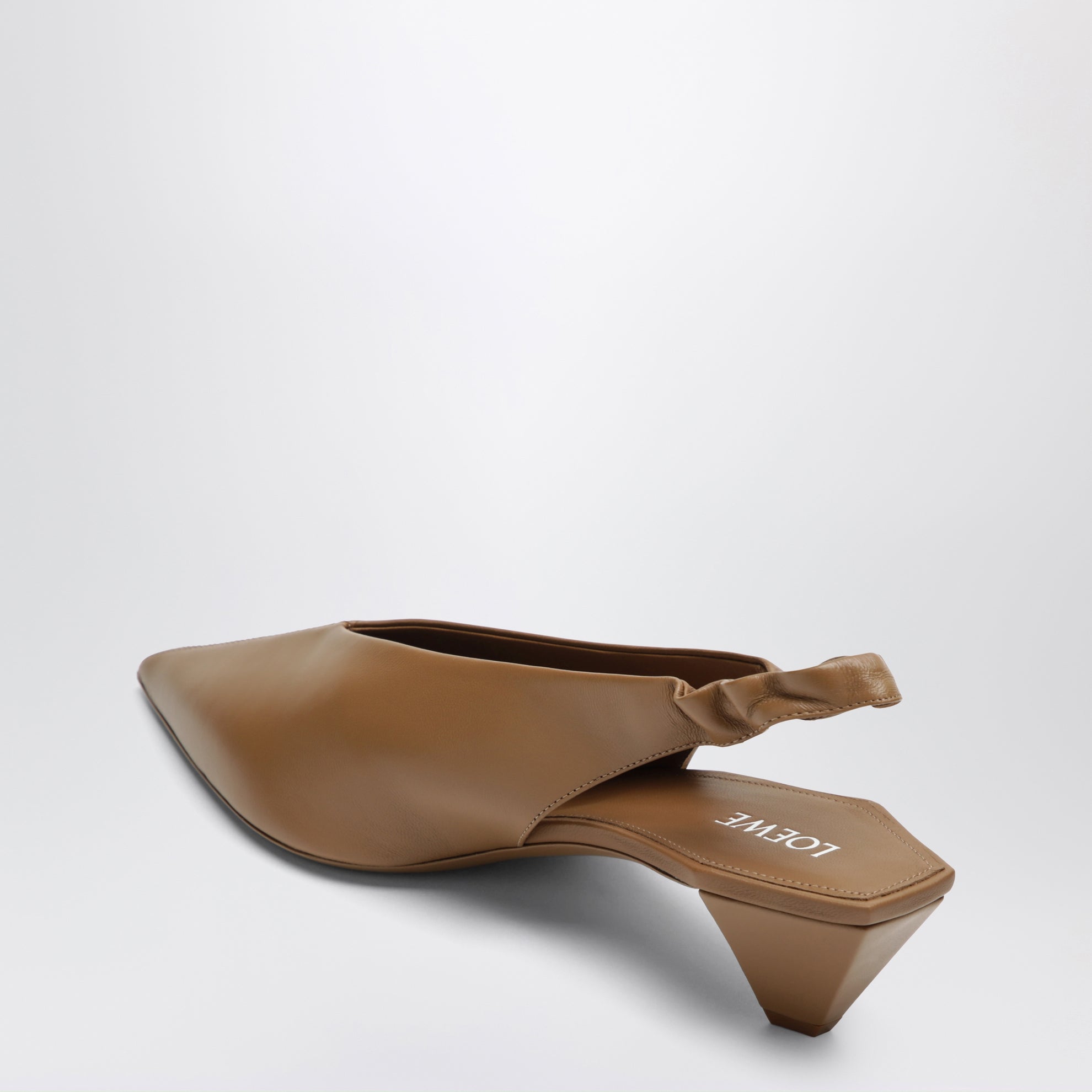 Slingback Origami Cubic mocha in pelle di agnello