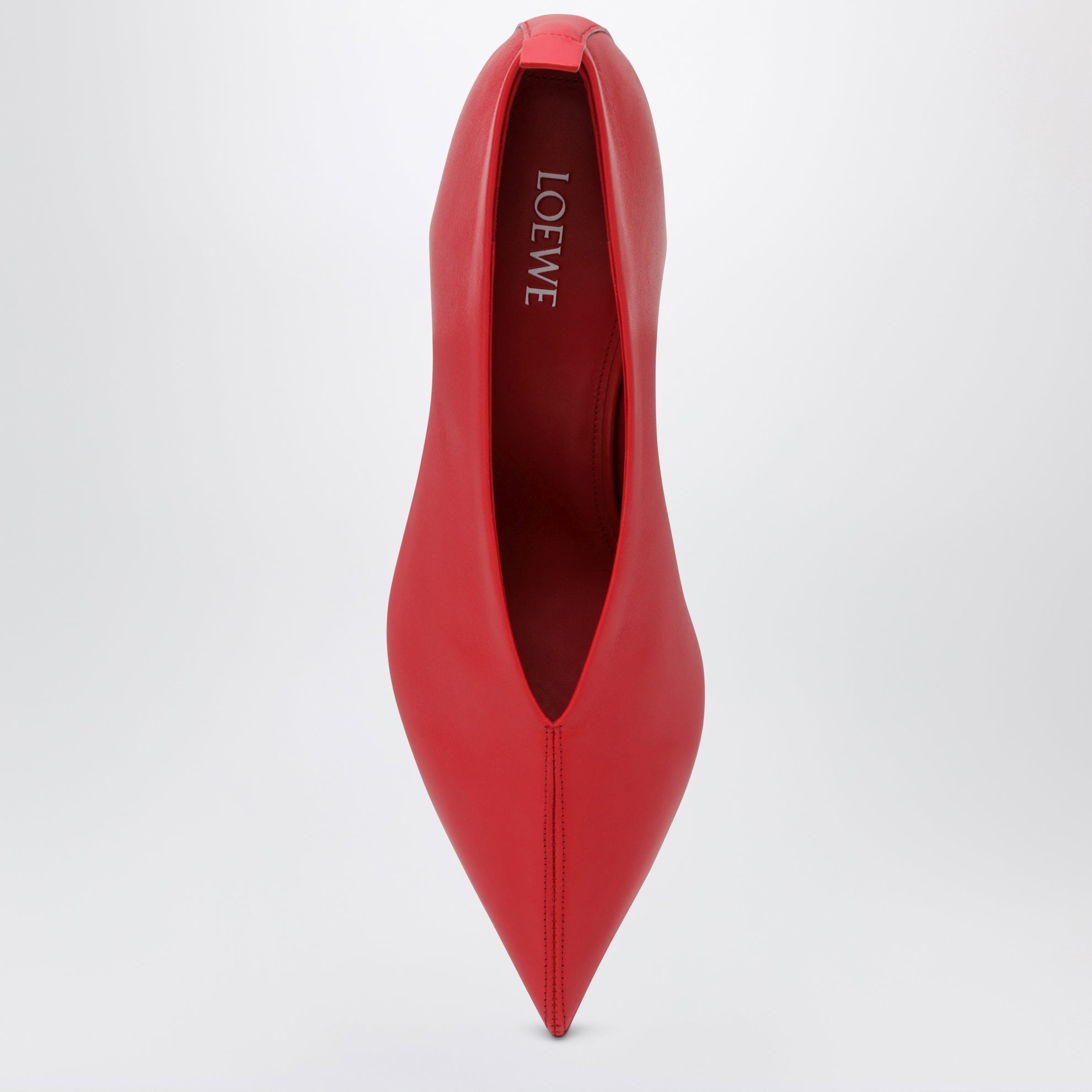 Red Origami Cubic Pumps in Leather
