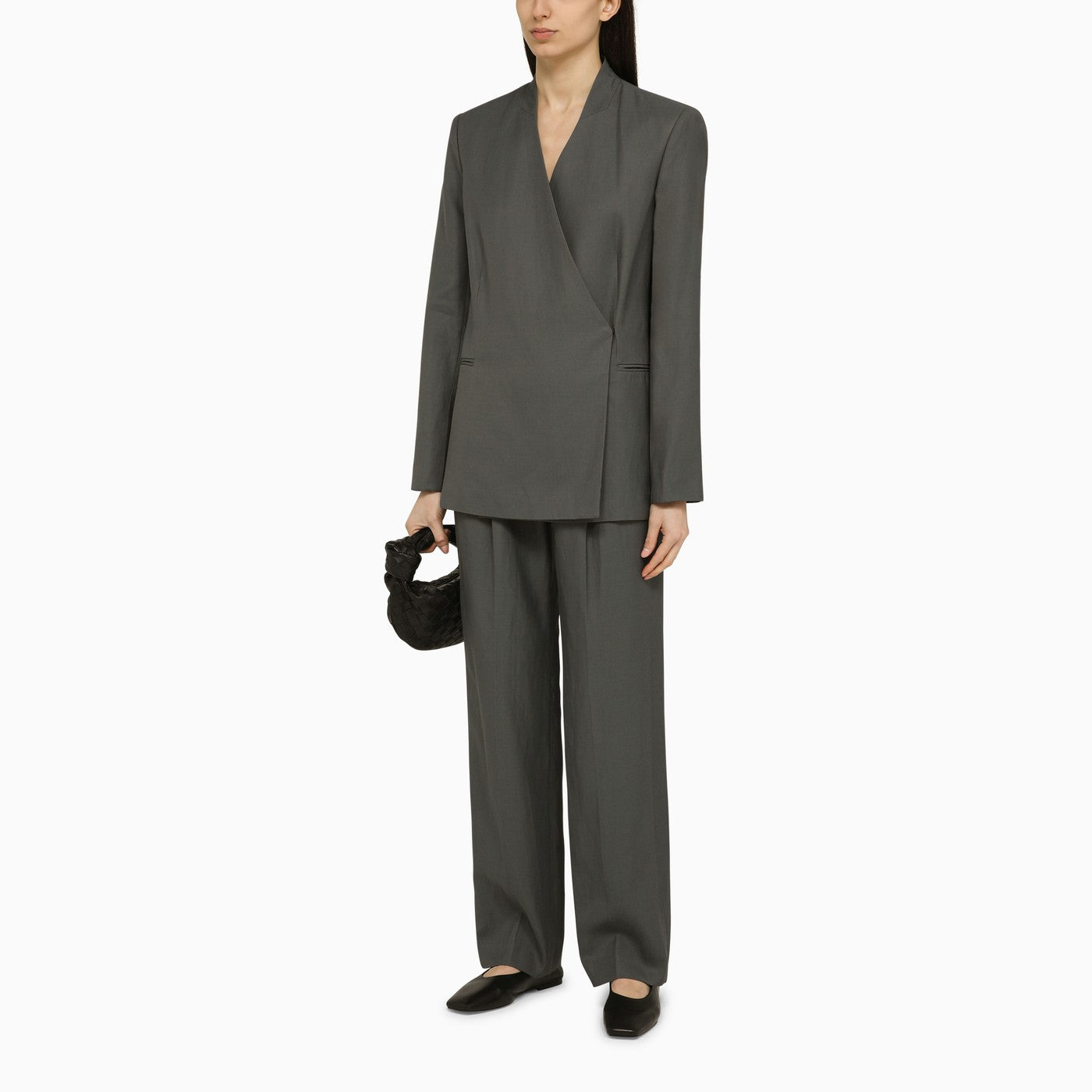 Sandyato single-breasted grey viscose blazer