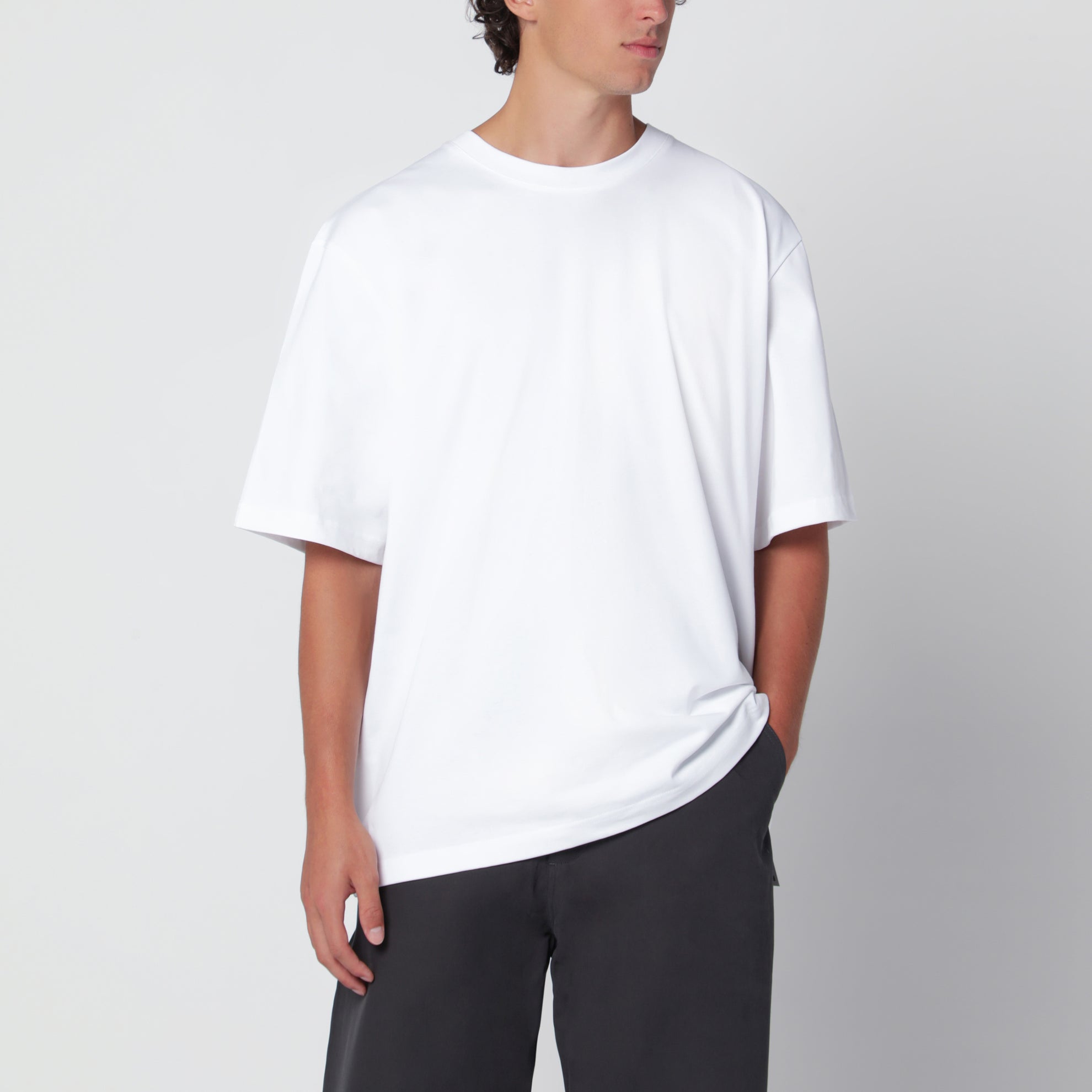T-shirt Lay bianca vestibilità boxy