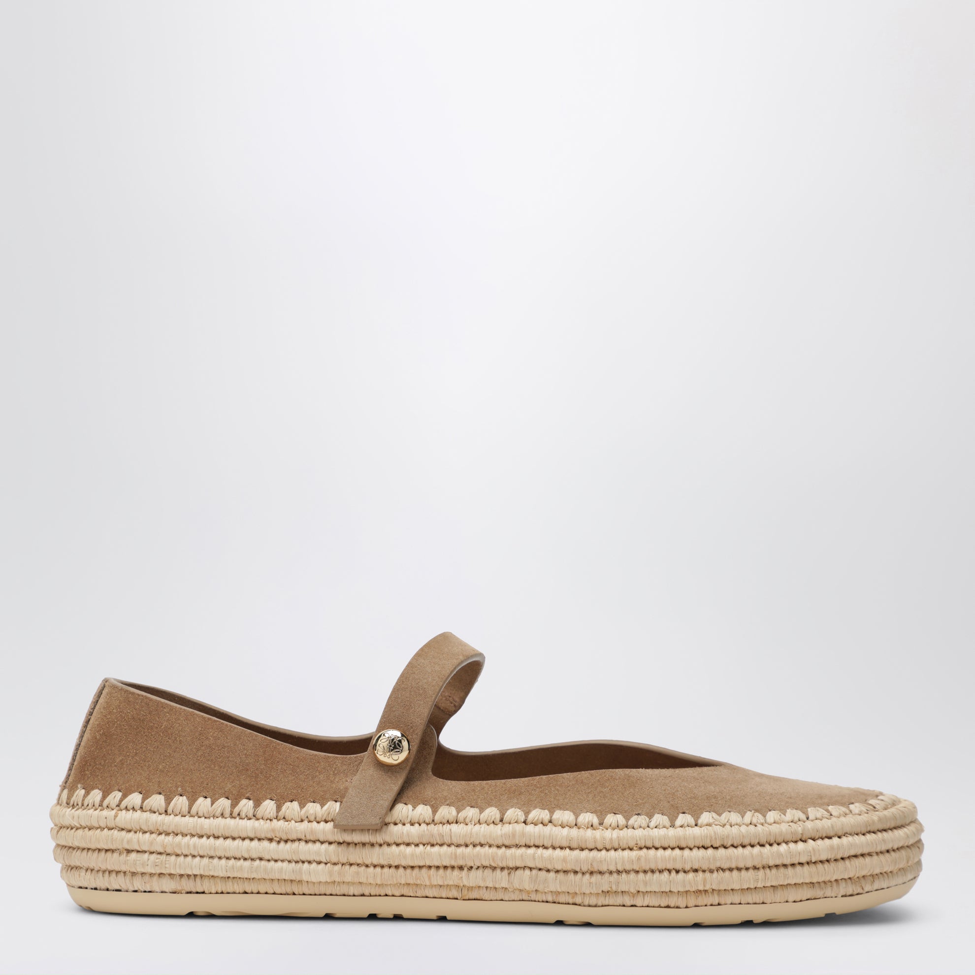 Mary Jane Rio in suede e rafia beige scuro