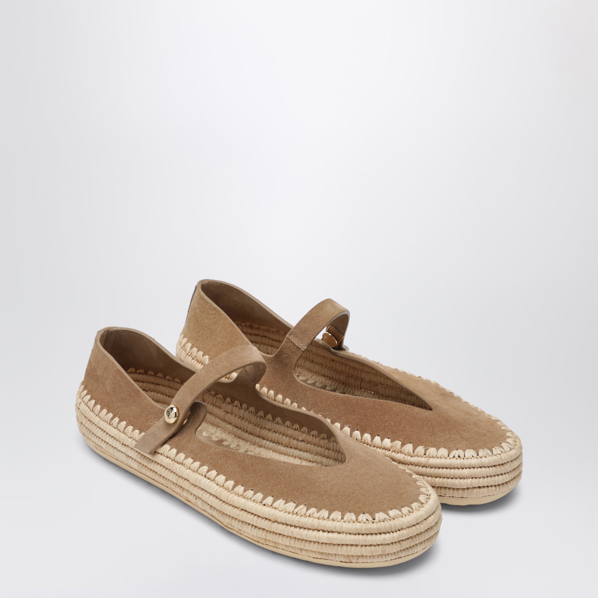 Mary Jane Rio in suede e rafia beige scuro