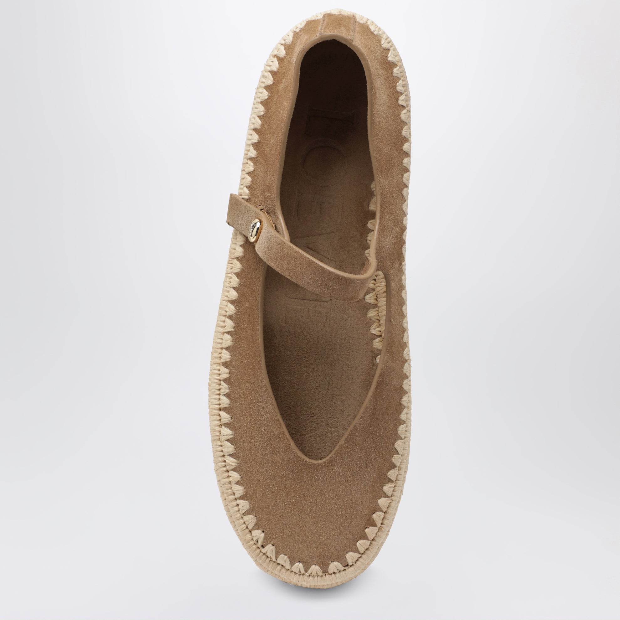 Mary Jane Rio in suede e rafia beige scuro