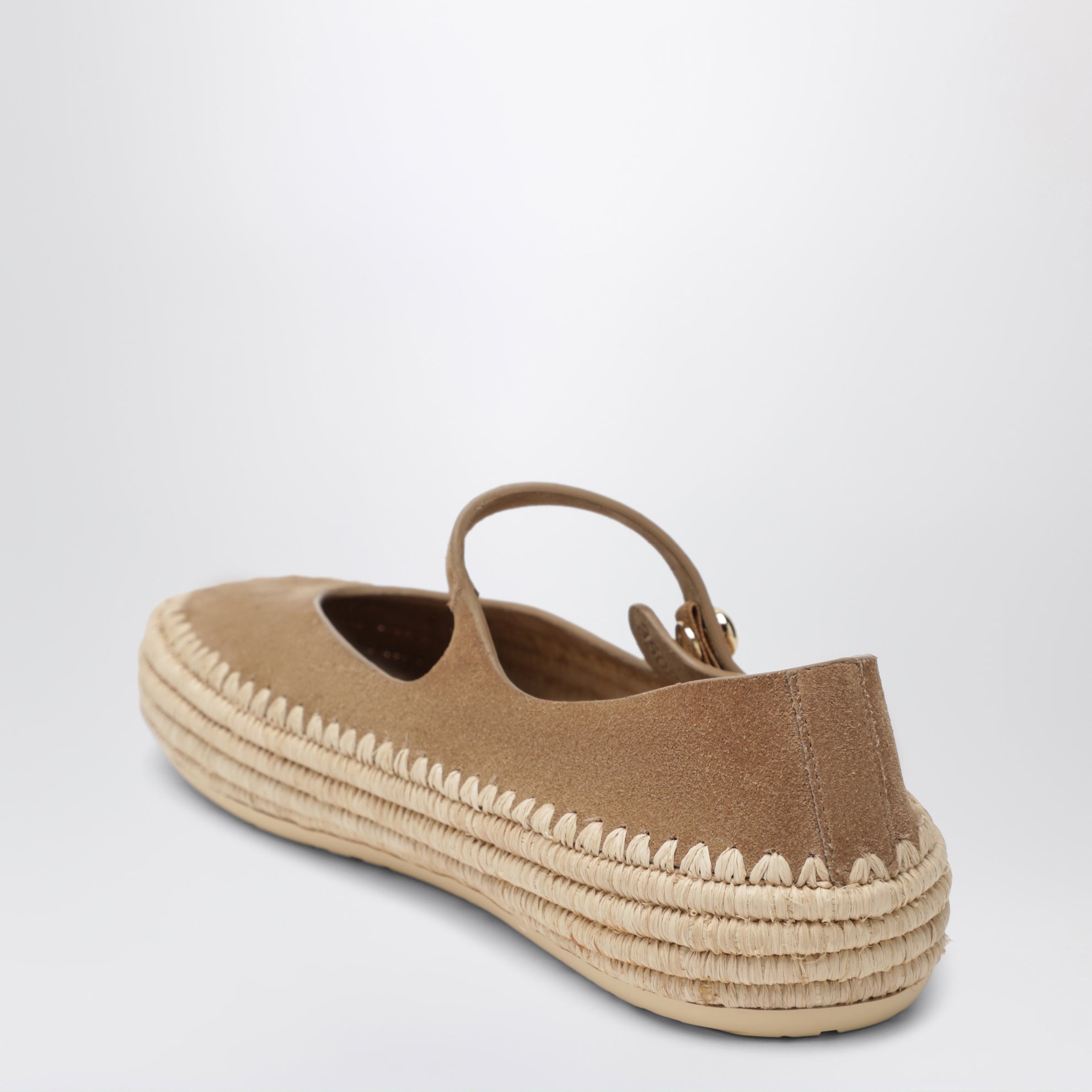 Mary Jane Rio in suede e rafia beige scuro