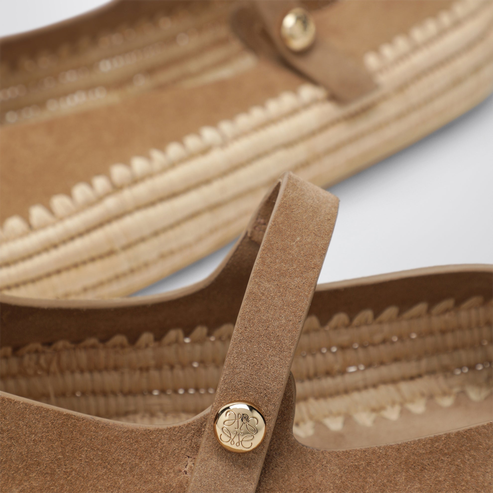 Mary Jane Rio in suede e rafia beige scuro