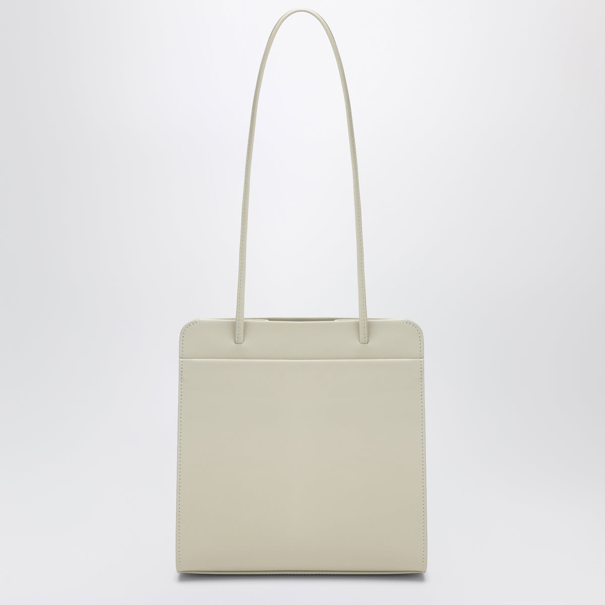 Ivory beige Lisse tote bag in brushed leather