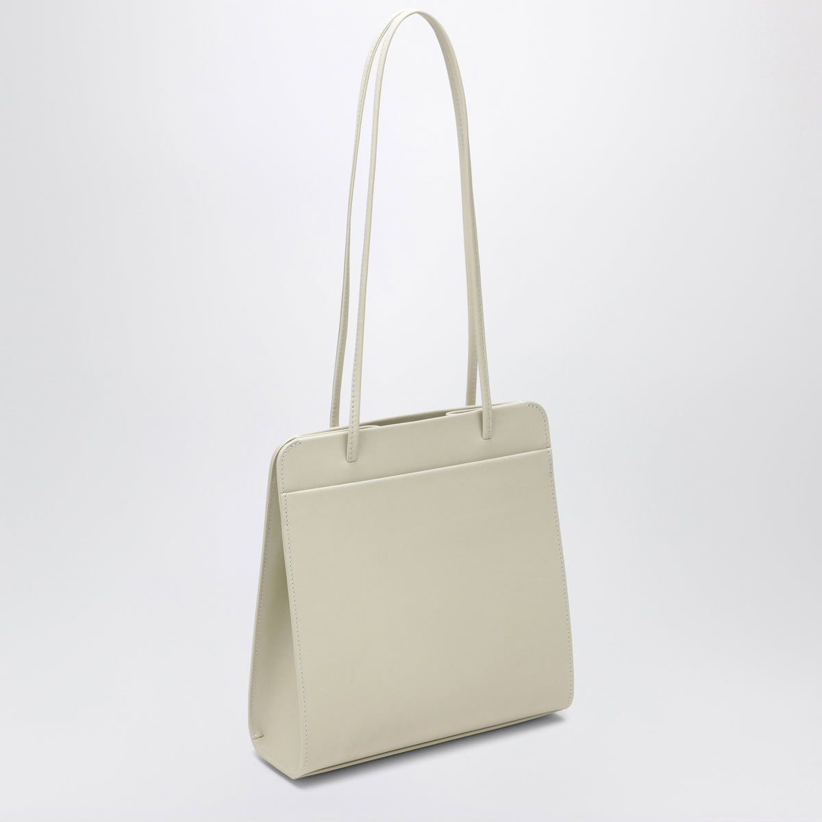 Ivory beige Lisse tote bag in brushed leather