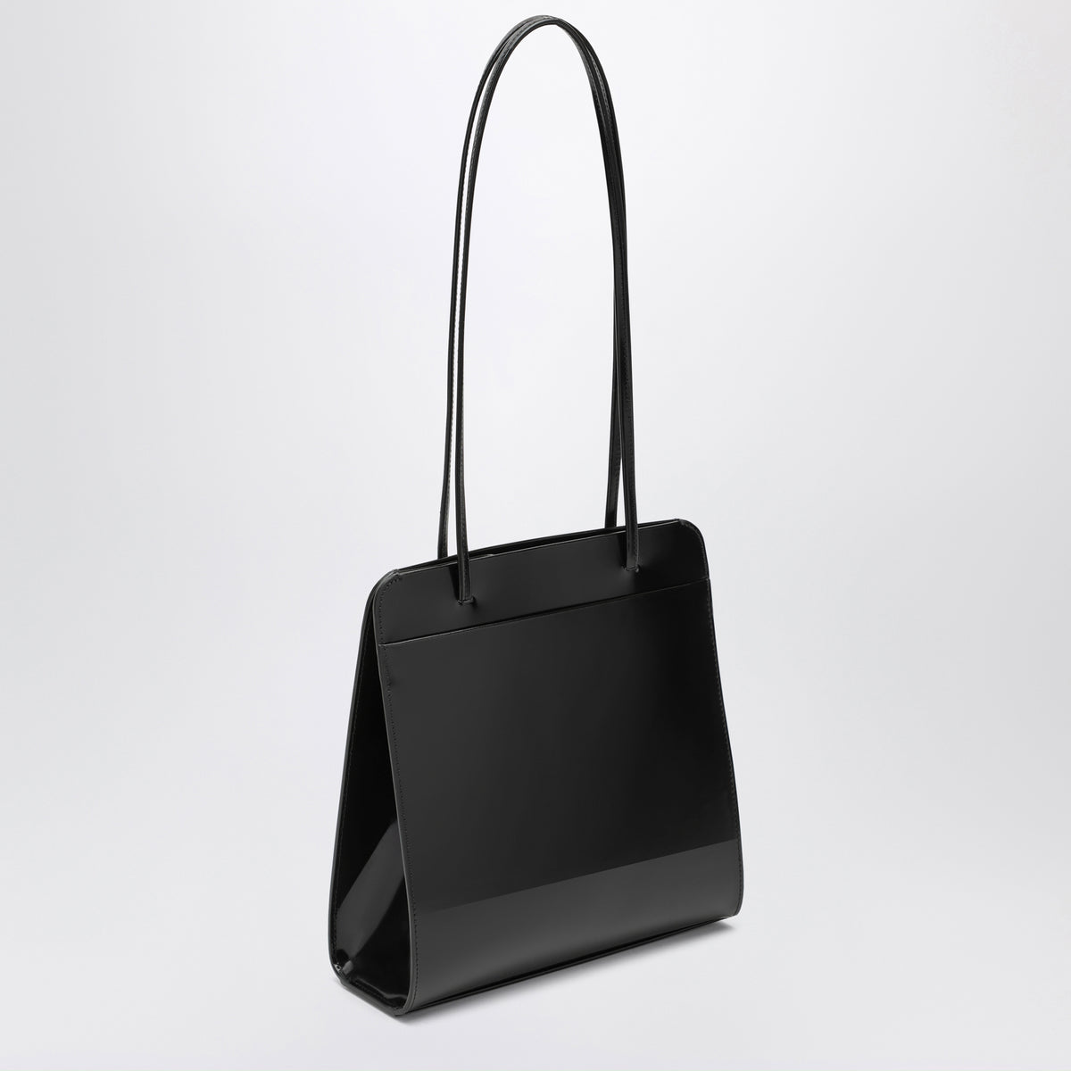 Lisse Tote Bag aus schwarzem gebürstetem Leder