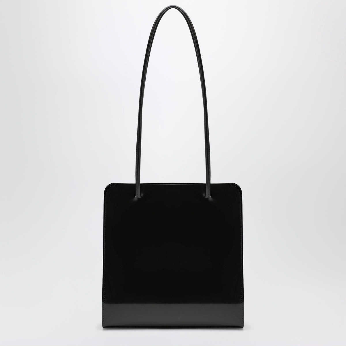 Lisse Tote Bag aus schwarzem gebürstetem Leder