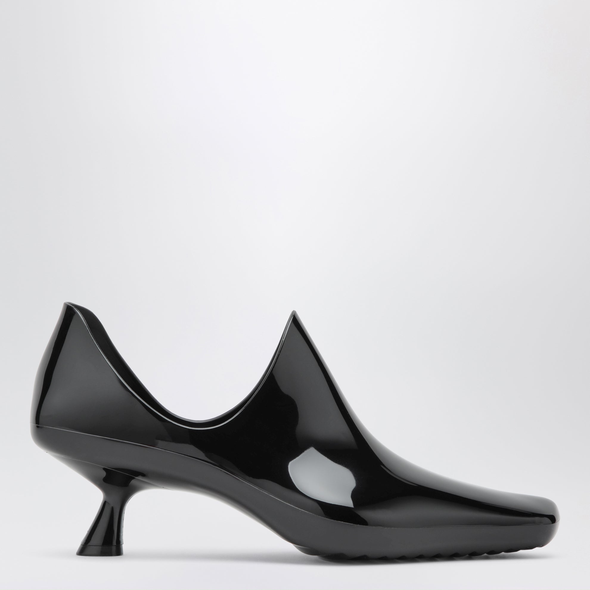 Emily Aqua ankle boots in glossy black PVC with multicolour socks